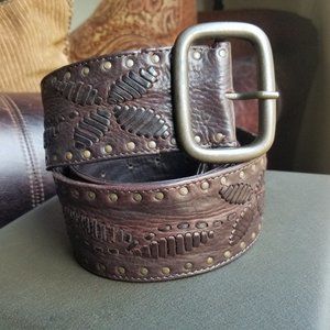 J JILL Tooled Leather Belt